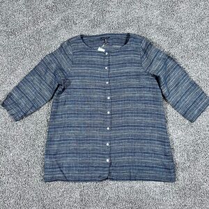 Eileen Fisher Women’s Size XL Blue Gray Denim Organic Linen Boxy Tunic Top